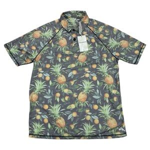Tommy Bahama Men’s Large IslandZone Citrus Grove Polo Shirt Black Pineapple